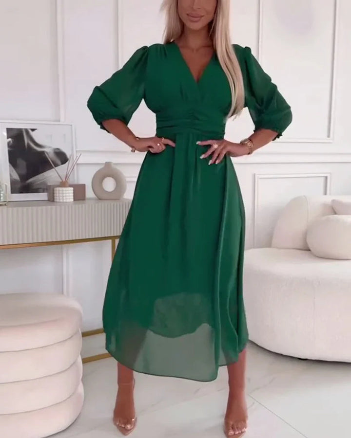 Damen Sommerkleid – Elegante Puffärmel & Schicker Stil