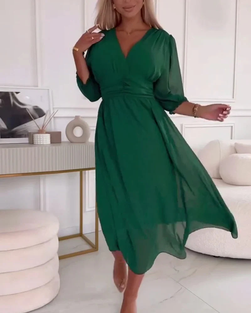 Damen Sommerkleid – Elegante Puffärmel & Schicker Stil