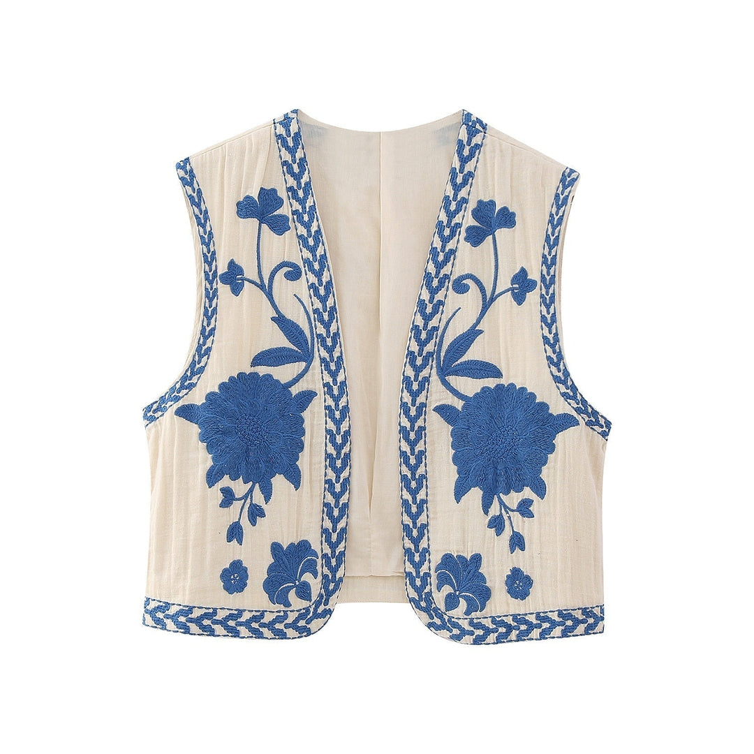 Damen Vintage Weste – Blumenbestickte Weste mit Eleganz und Stil