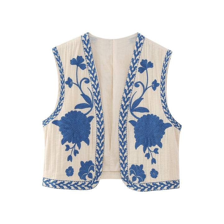 Damen Vintage Weste – Blumenbestickte Weste mit Eleganz und Stil