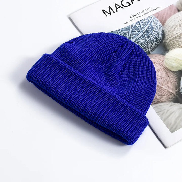 Damen und Herren Strickmütze Wollmütze modisch schlicht warm einfarbig