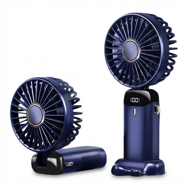 Tragbarer Handventilator – Wiederaufladbarer Mini-Ventilator mit 5000 mAh Akku, 90° faltbar, 5 Geschwindigkeitsstufen, LED-Digitalanzeige, USB-Anschluss
