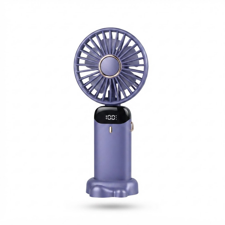 Tragbarer Handventilator – Wiederaufladbarer Mini-Ventilator mit 5000 mAh Akku, 90° faltbar, 5 Geschwindigkeitsstufen, LED-Digitalanzeige, USB-Anschluss