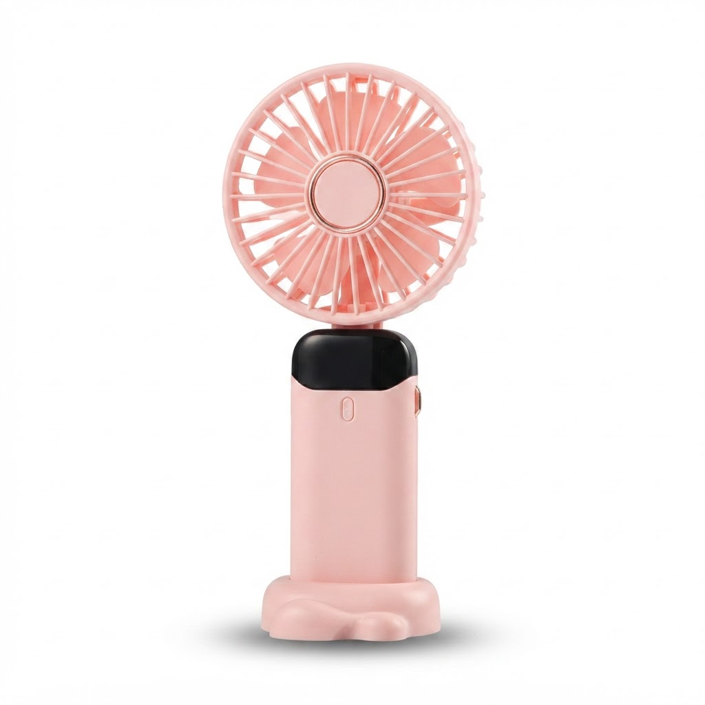 Tragbarer Handventilator – Wiederaufladbarer Mini-Ventilator mit 5000 mAh Akku, 90° faltbar, 5 Geschwindigkeitsstufen, LED-Digitalanzeige, USB-Anschluss
