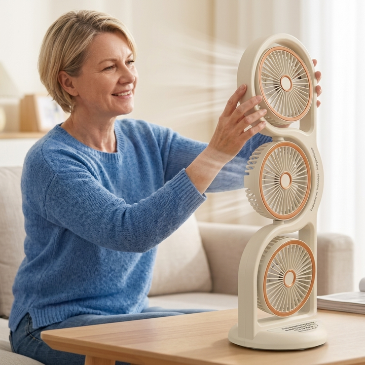 Tragbarer Ventilator mit drei Gebläsen