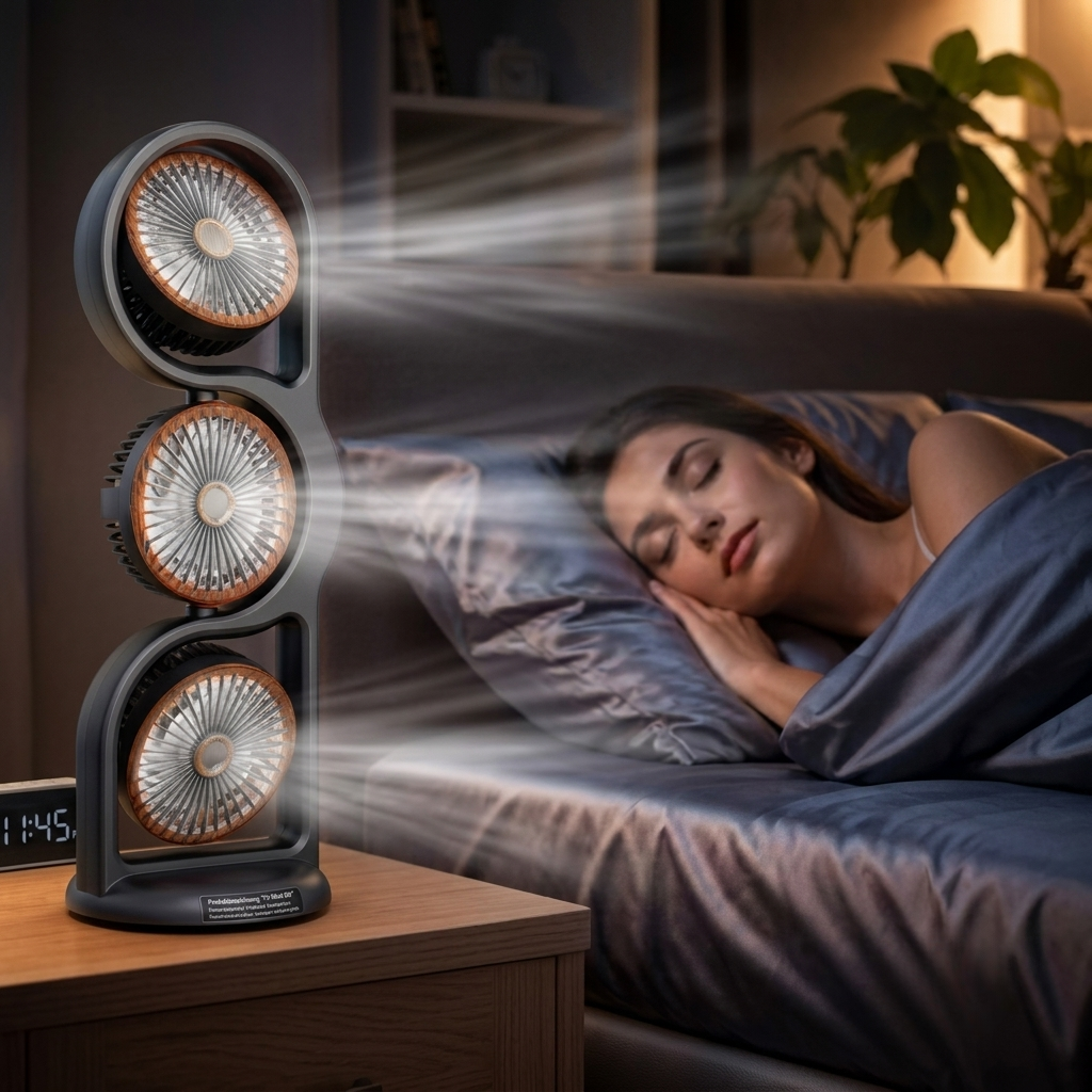 Tragbarer Ventilator mit drei Gebläsen