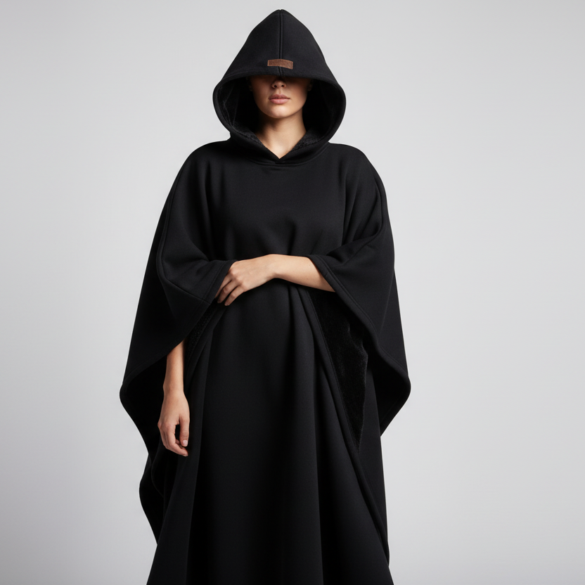 Unisex Poncho Mit Kapuze Und Fleecefutter Komfort Zeitlose Silhouette