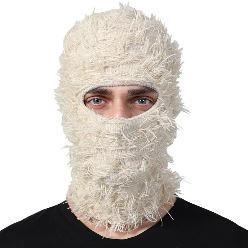 Herrenmütze Vollgesichtsmaske Skimaske Used-Look Tarnmuster Wintermütze Warm