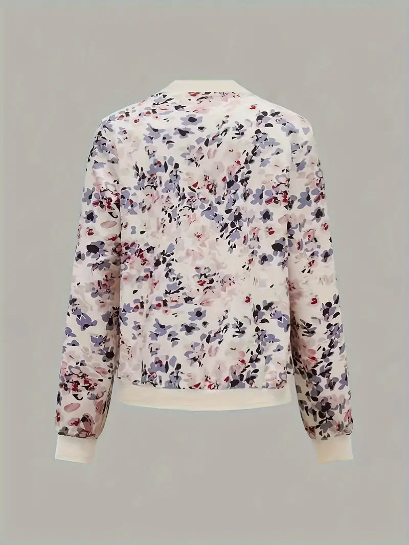 Damen Bomberjacke Blumenmuster Lässig Casual Design - Übergangsjacke