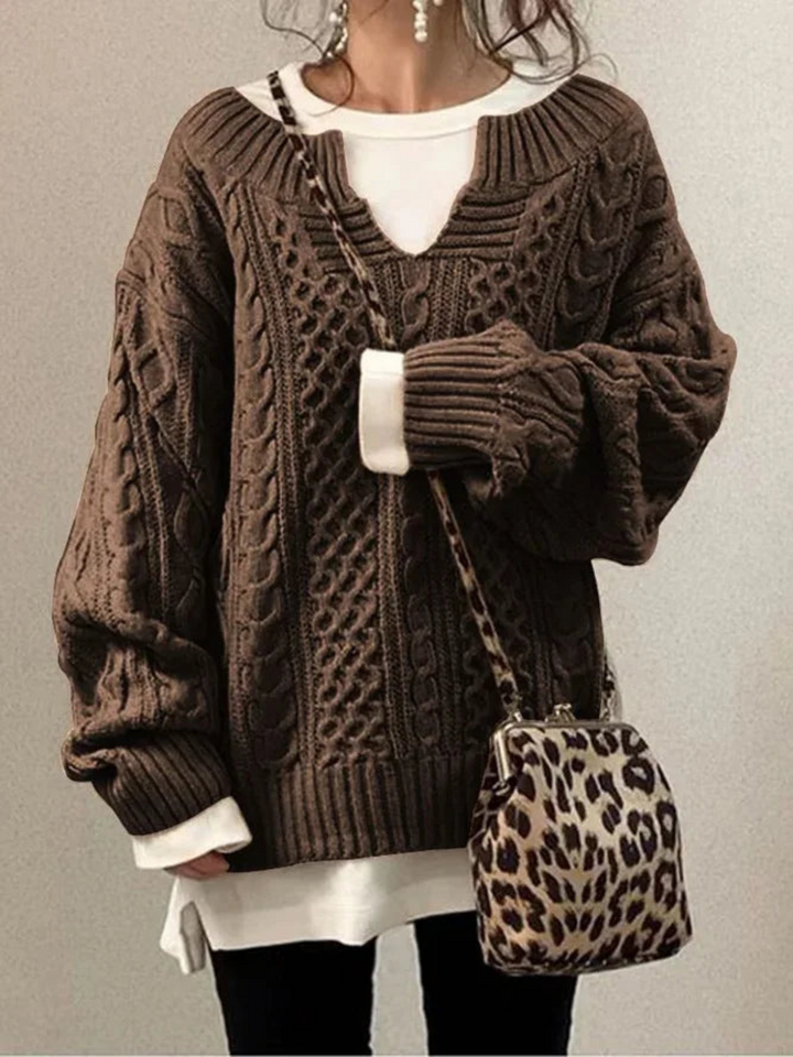 Damen Strick Sweatshirt Lässige Passform Einzigartiges Strickmuster