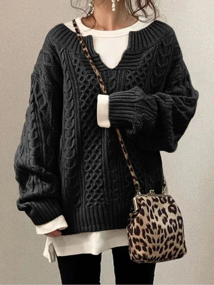 Damen Strick Sweatshirt Lässige Passform Einzigartiges Strickmuster