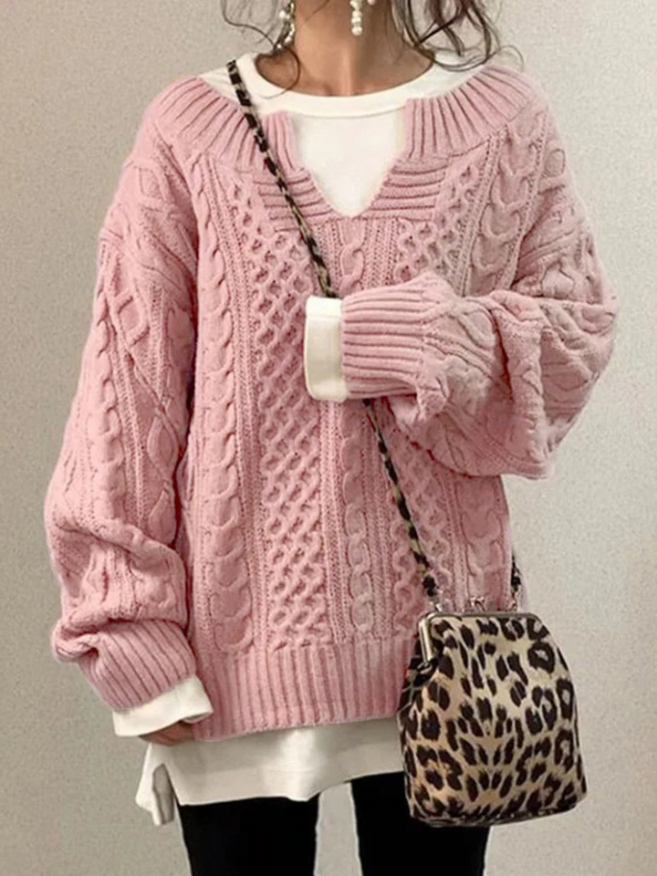 Damen Strick Sweatshirt Lässige Passform Einzigartiges Strickmuster