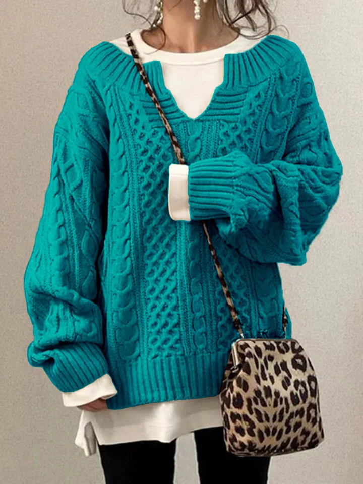 Damen Strick Sweatshirt Lässige Passform Einzigartiges Strickmuster