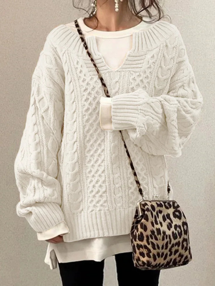 Damen Strick Sweatshirt Lässige Passform Einzigartiges Strickmuster