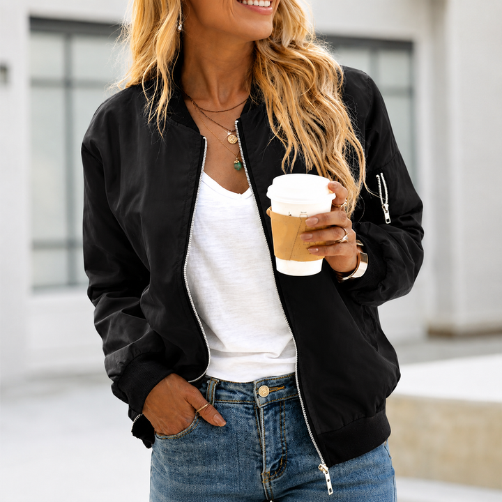 Damen Modische Bomberjacke Lässiger Stil Übergangsjacke