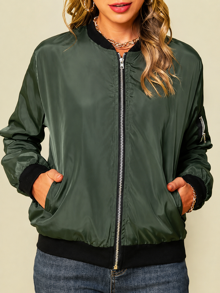 Damen Modische Bomberjacke Lässiger Stil Übergangsjacke
