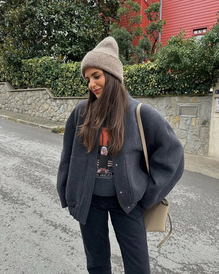 Damen Bomberjacke Weit Geschnitten Oversized Herbstjacke - Übergangsjacke