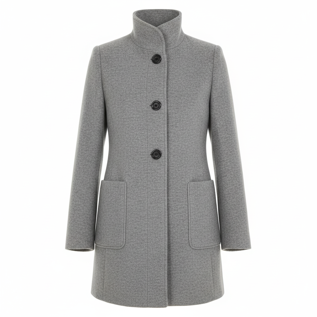 Damen Wollmantel Winter Eleganter Knopfverschluss Stilvoll Warm