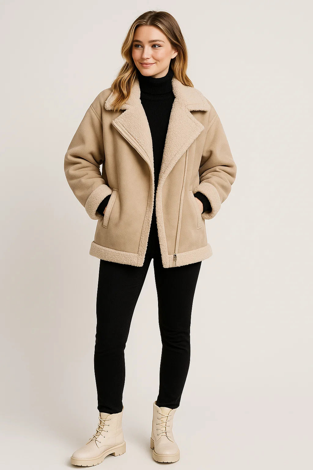 Damen Wildledermantel Wintermantel Aus Wildleder Wärme