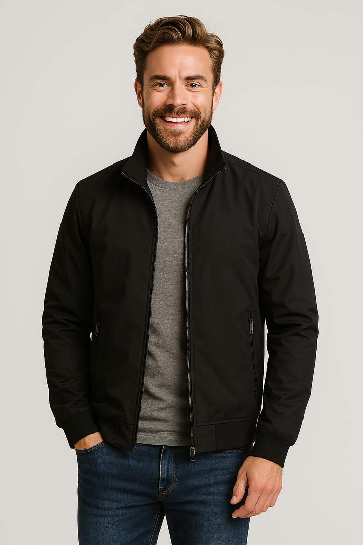 Herren Windbreaker-Jacke Hoher Kragen Reißverschluss