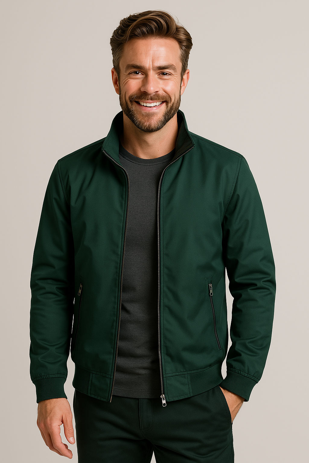 Herren Windbreaker-Jacke Hoher Kragen Reißverschluss