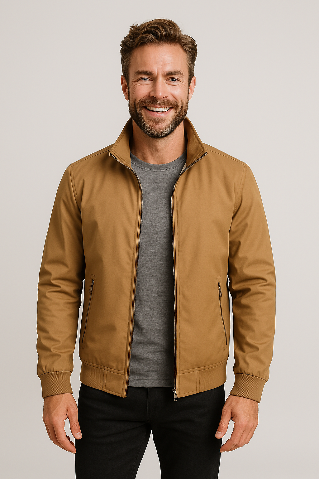 Herren Windbreaker-Jacke Hoher Kragen Reißverschluss