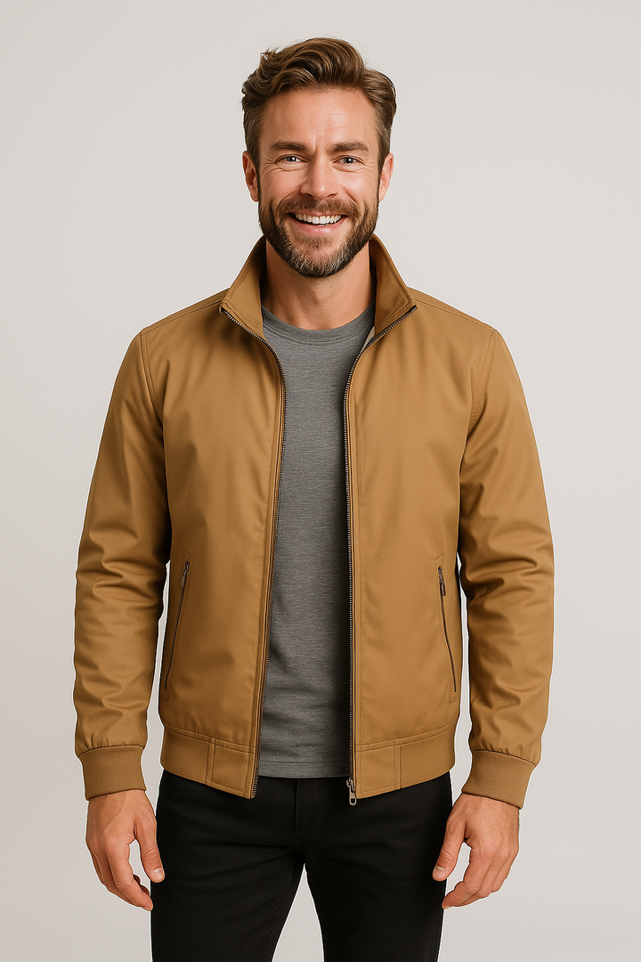 Herren Windbreaker-Jacke Hoher Kragen Reißverschluss