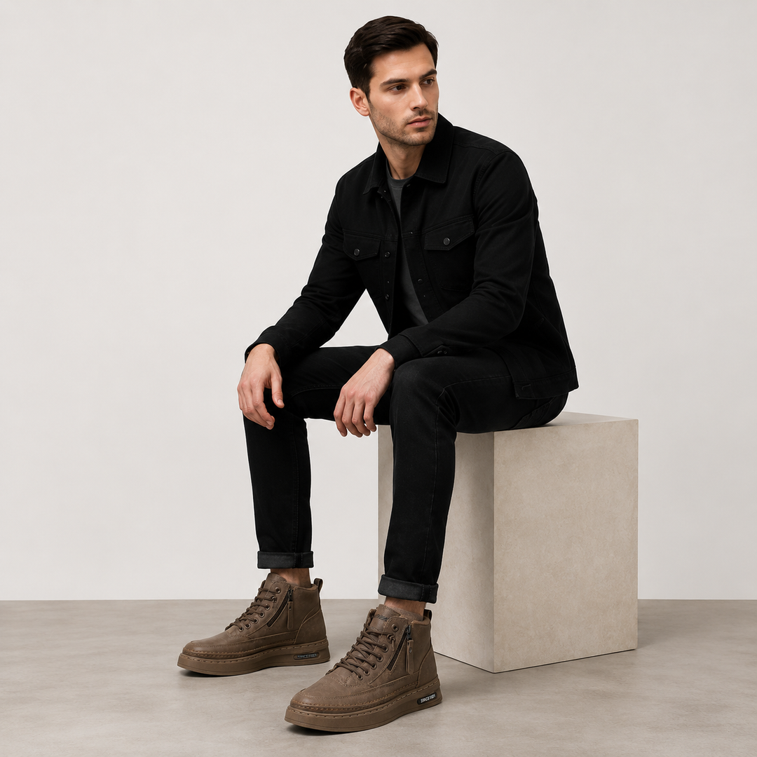 Herren Winter Fleecestiefel High-Top Casual Lederschuhe
