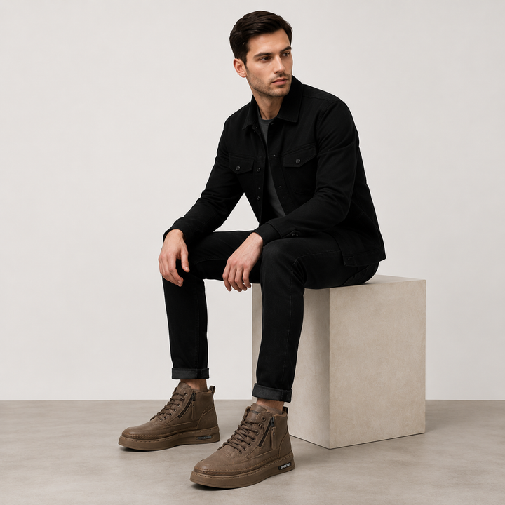 Herren Winter Fleecestiefel High-Top Casual Lederschuhe