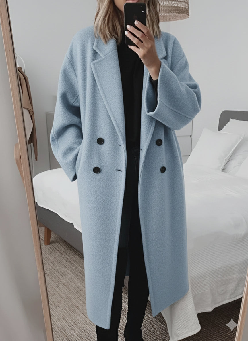Damen Winterjacke Mantel Mit Reverskragen Oversize Fit Lang