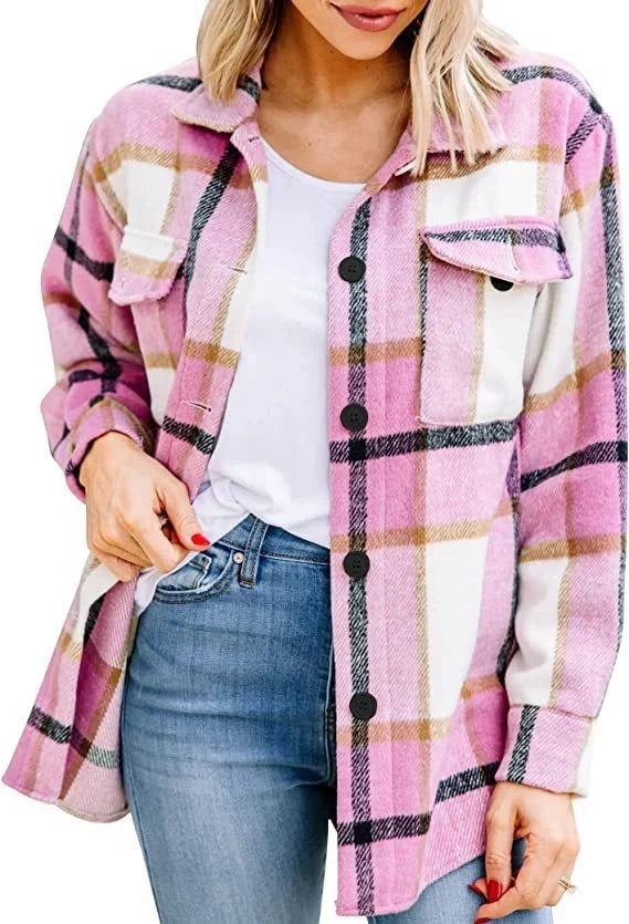 Damen Langarm Hemd Jacke Daunen Knopf Wärme Für Kühle Tage