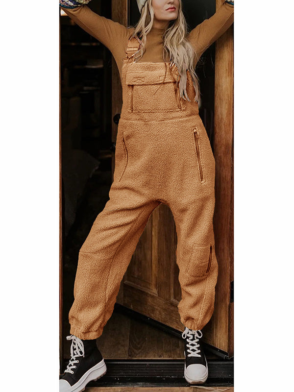 Damen Fleece Thermo Overall mit Reißverschlusstaschen