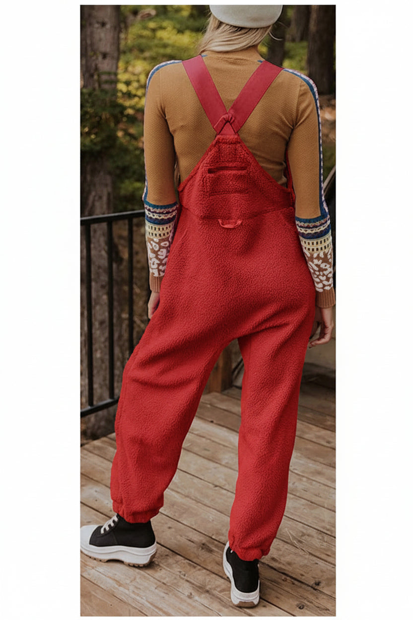 Damen Fleece Thermo Overall mit Reißverschlusstaschen