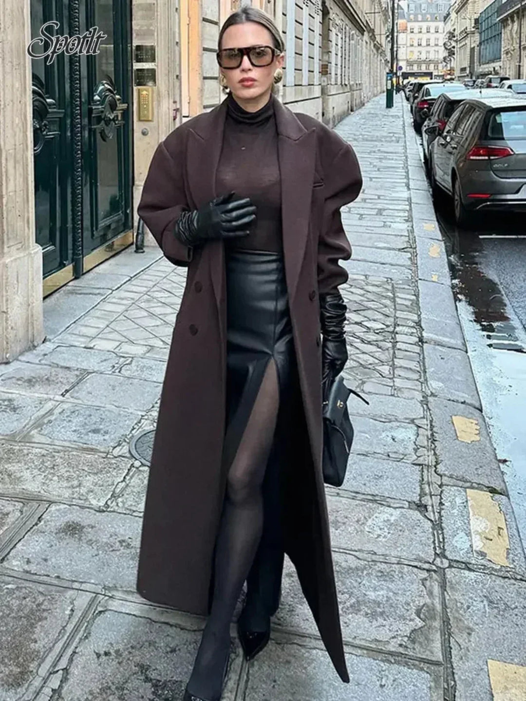 Übergroßer, Doppelreihiger Woll-Trenchcoat