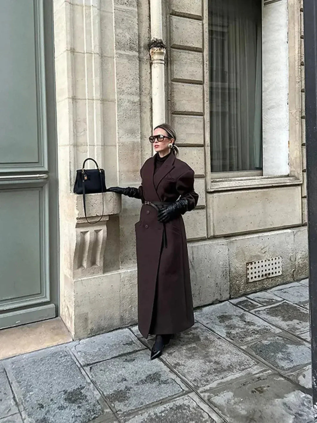 Übergroßer, Doppelreihiger Woll-Trenchcoat