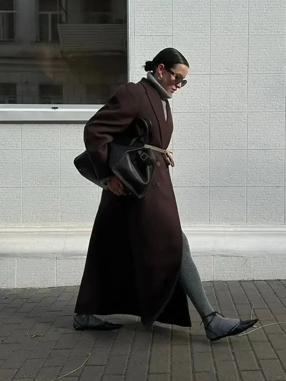 Übergroßer, Doppelreihiger Woll-Trenchcoat
