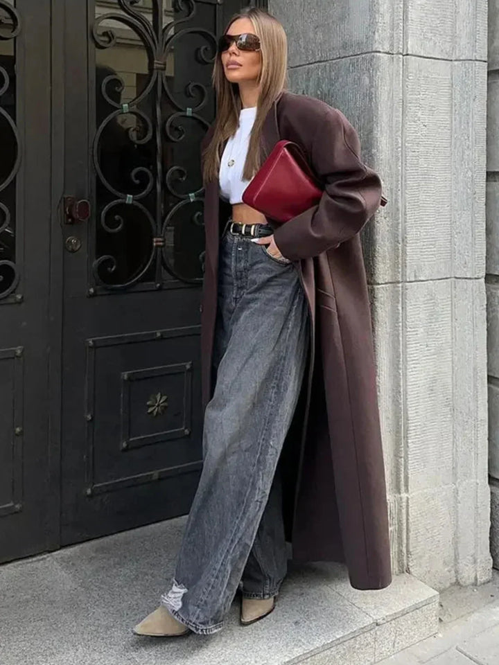 Übergroßer, Doppelreihiger Woll-Trenchcoat