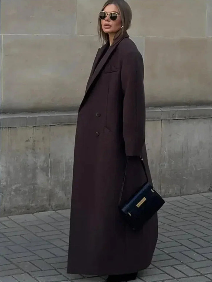 Übergroßer, Doppelreihiger Woll-Trenchcoat