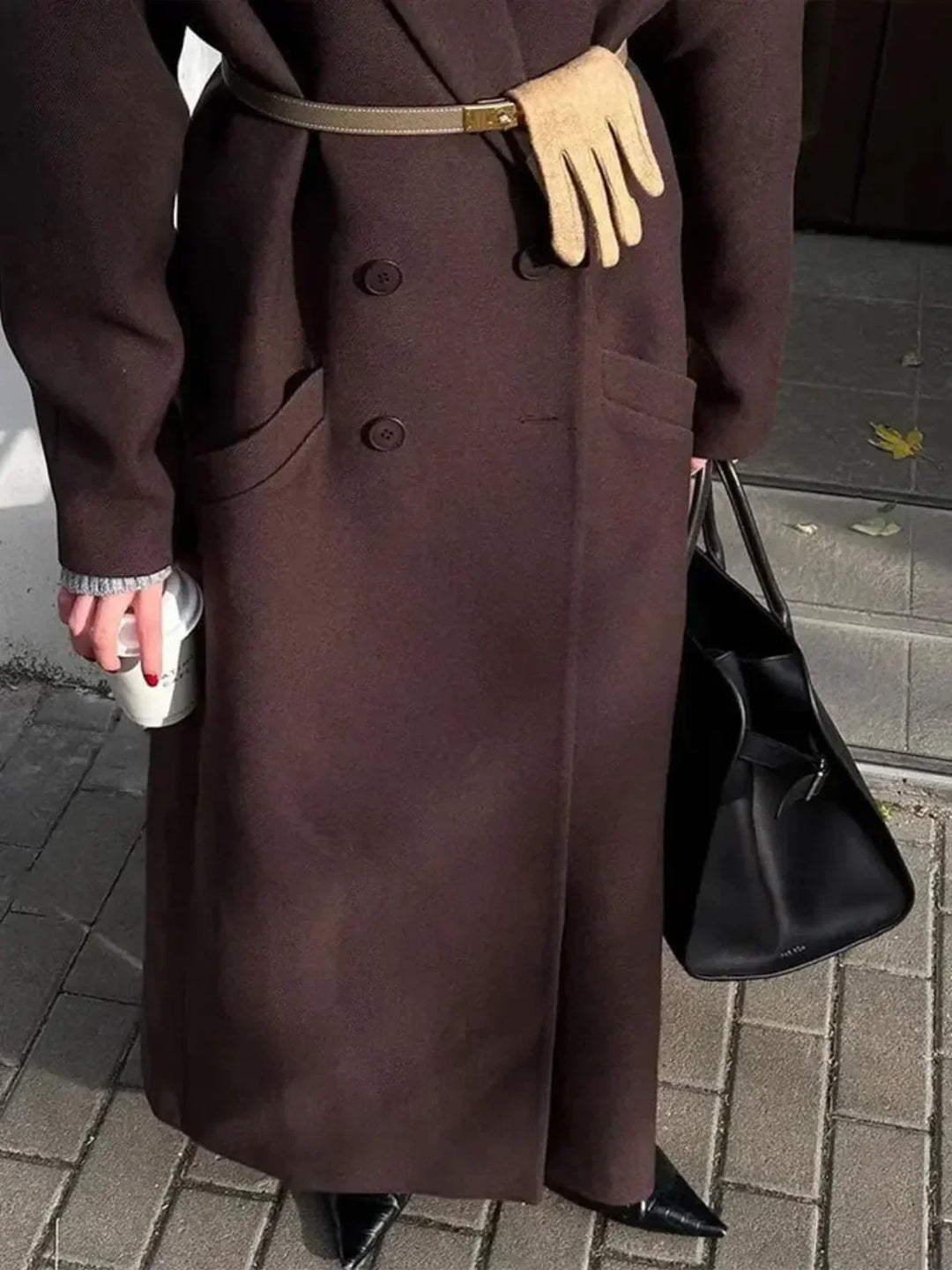 Übergroßer, Doppelreihiger Woll-Trenchcoat