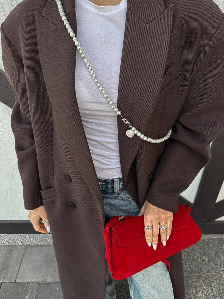 Übergroßer, Doppelreihiger Woll-Trenchcoat