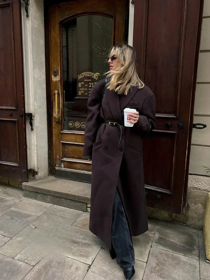 Übergroßer, Doppelreihiger Woll-Trenchcoat