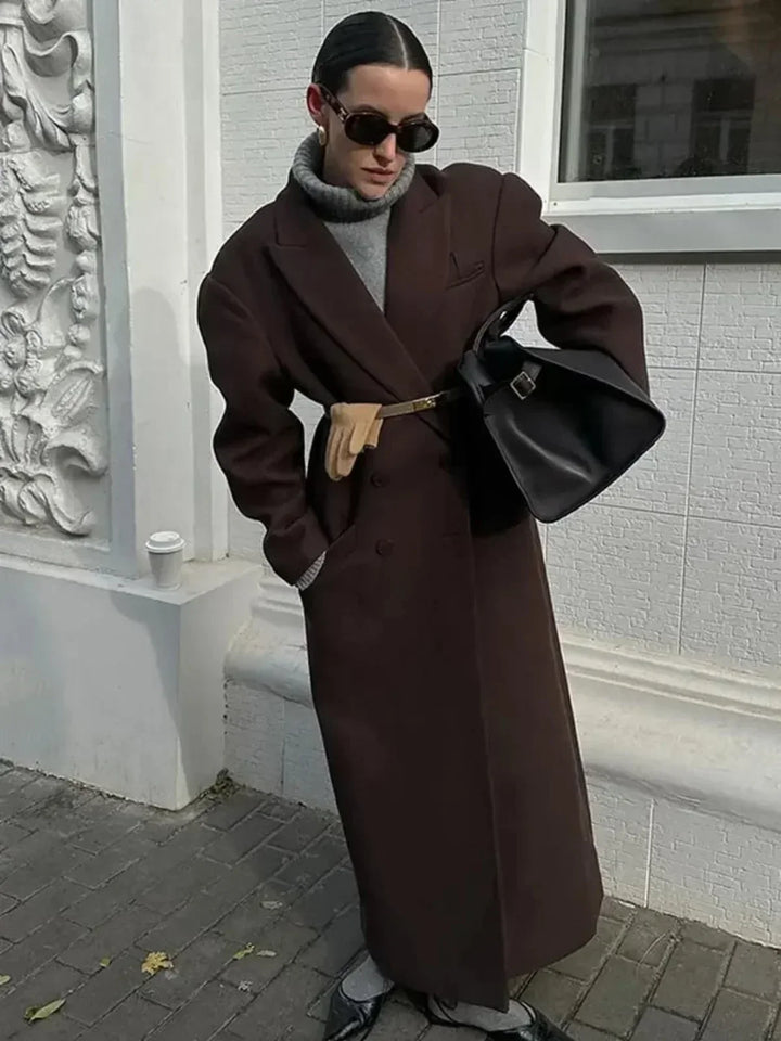 Übergroßer, Doppelreihiger Woll-Trenchcoat