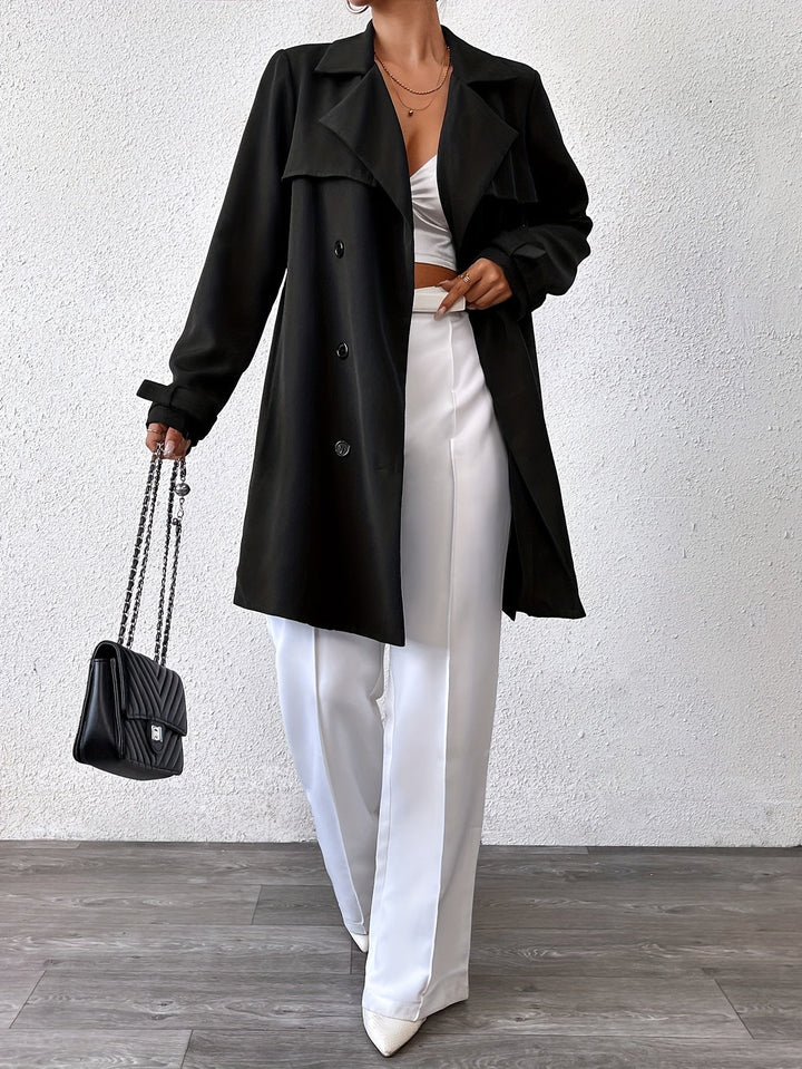 Damen Wendbarer Langer Mantel Schleifen-Gürtel Trenchcoat