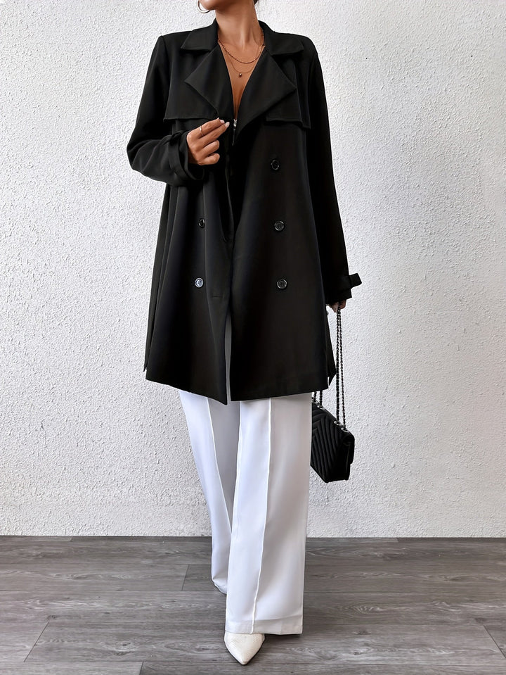 Damen Wendbarer Langer Mantel Schleifen-Gürtel Trenchcoat