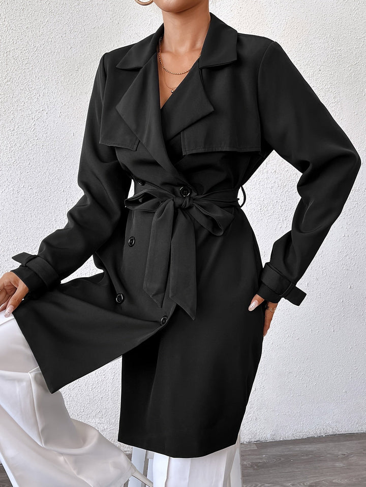 Damen Wendbarer Langer Mantel Schleifen-Gürtel Trenchcoat
