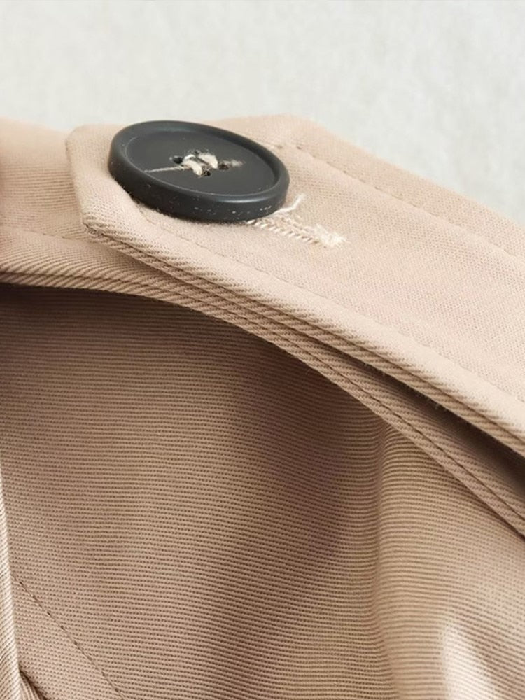 Damen Beiger Cropped Trenchcoat Mit Doppelter Knopfleiste
